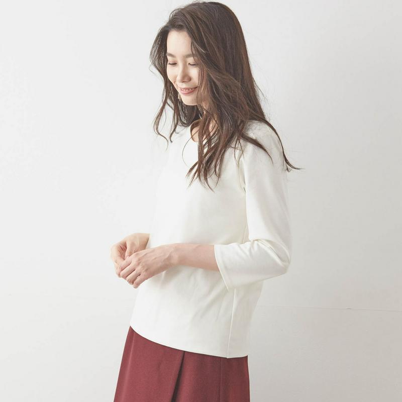肌に優しい身頃２重クルーネックカットソー【日本製】【Ｓ～３Ｌ】