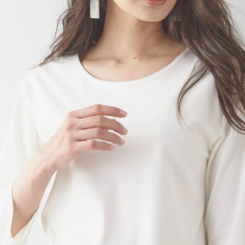 肌に優しい身頃２重クルーネックカットソー【日本製】【Ｓ～３Ｌ】