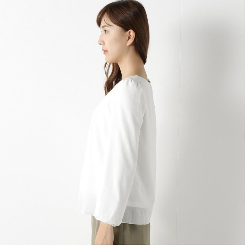 袖裏付きで暖か◎裏起毛裏地ビジュー付ブラウス【Ｍ～３Ｌ】