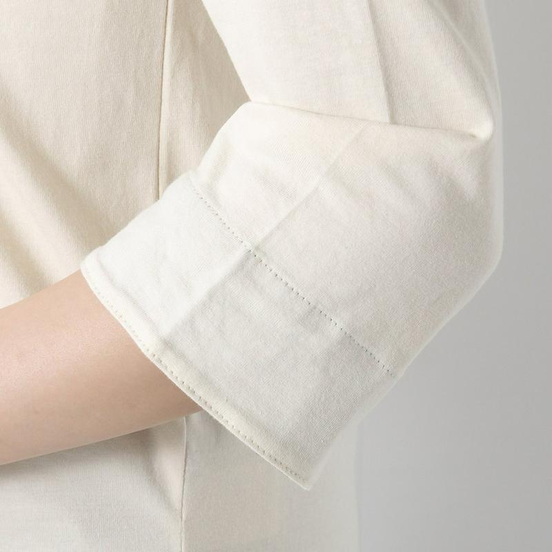 袖裏シャンブレーボートネック７分袖Ｔシャツ
