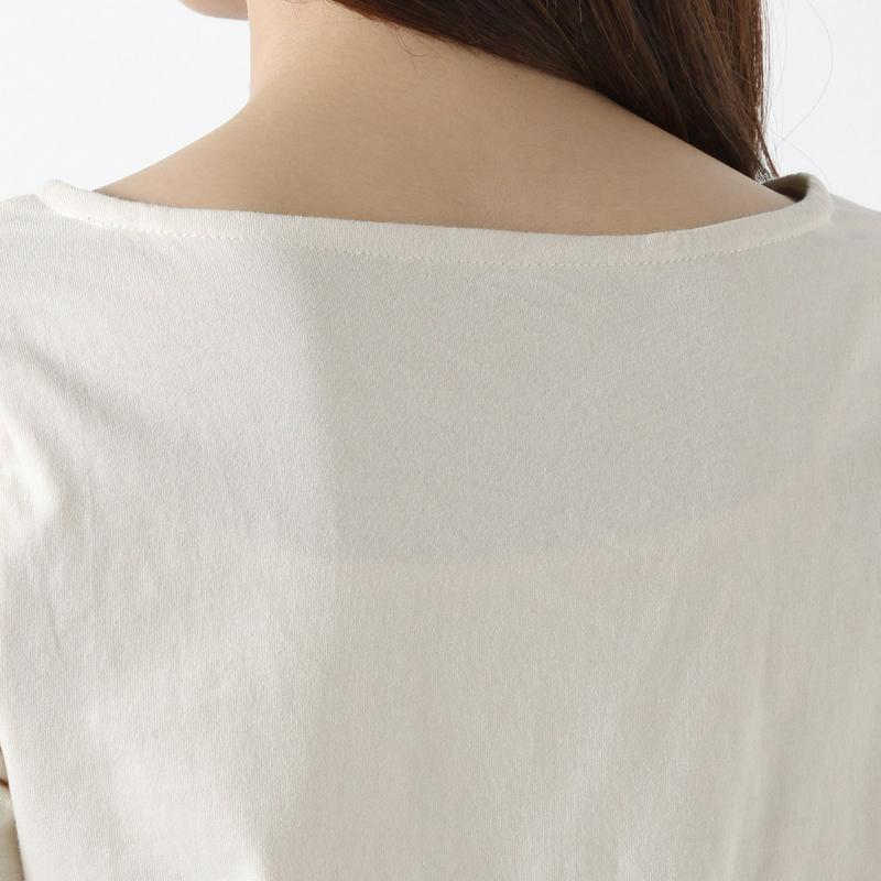 袖裏シャンブレーボートネック７分袖Ｔシャツ