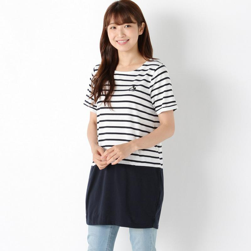 ミッキーポケット付切替チュニックＴシャツ