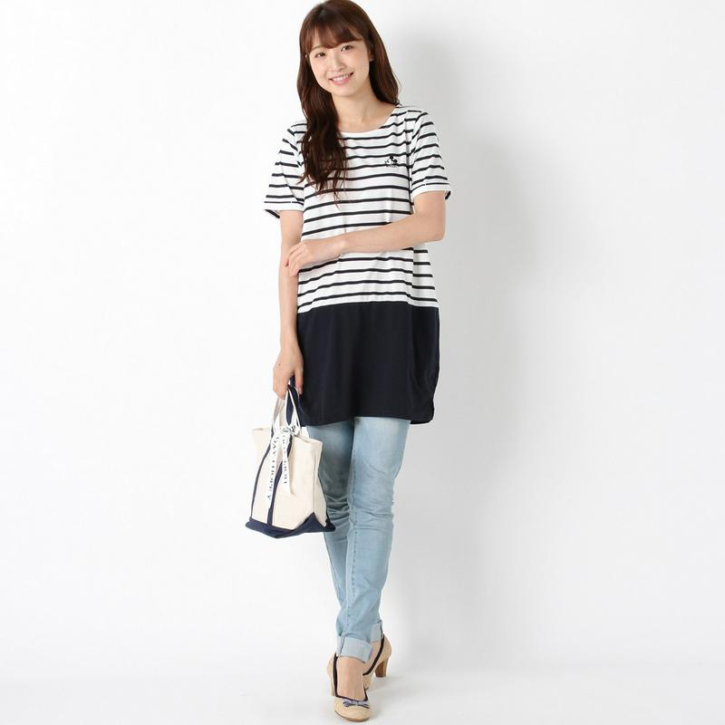 ミッキーポケット付切替チュニックＴシャツ