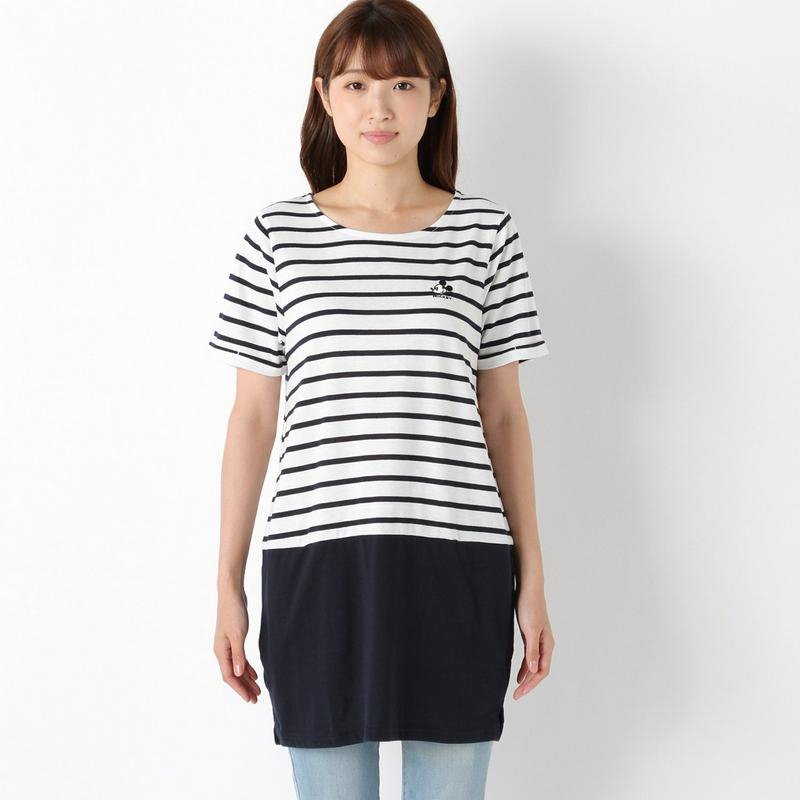 ミッキーポケット付切替チュニックＴシャツ
