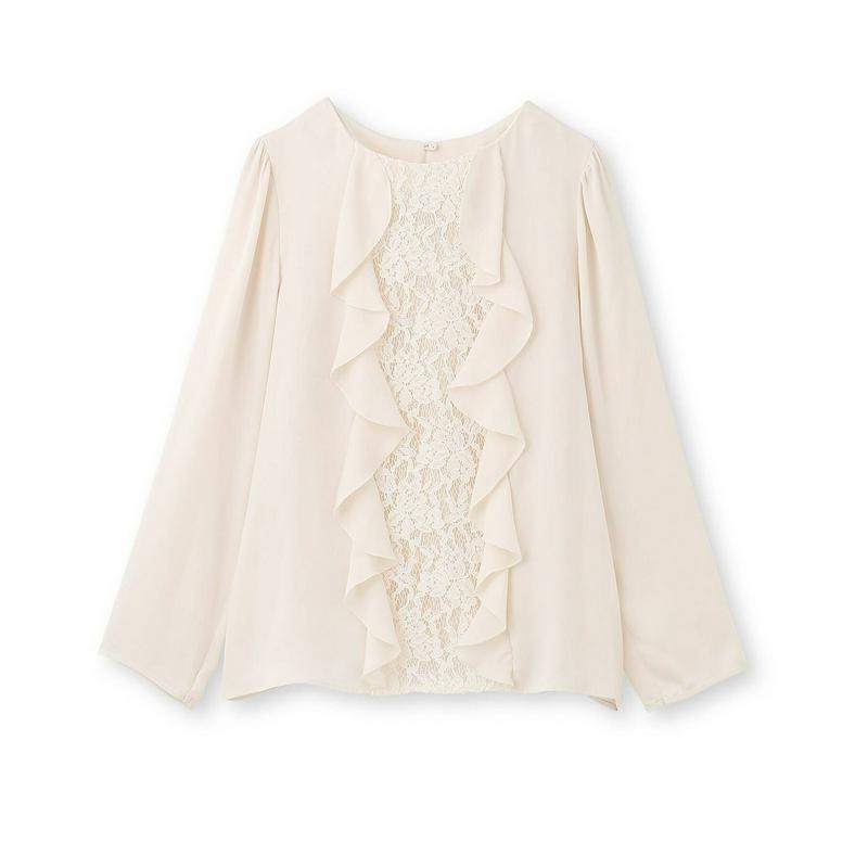 【ママスーツ／入卒】ラッフルレースサテンジョーゼットブラウス
