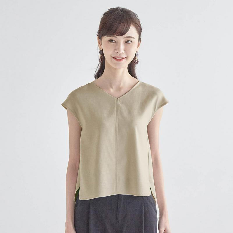 【ＳＴＹＬＥ　ＳＮＡＰ掲載】【セットアップ可】リネンライクひさし袖ブラウス【Ｓ～３Ｌ】