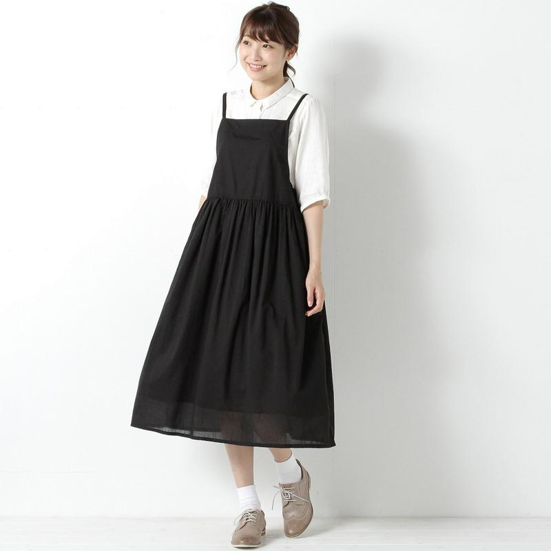 コットン１００％の異素材切り替えキャミワンピース