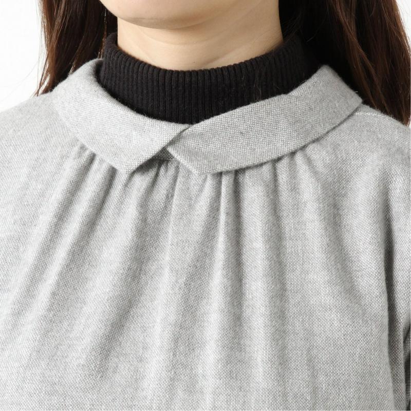 コットンリネン起毛素材のロングシャツワンピース