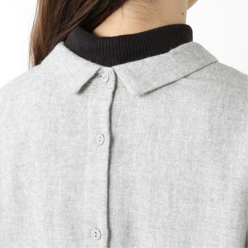 コットンリネン起毛素材のロングシャツワンピース
