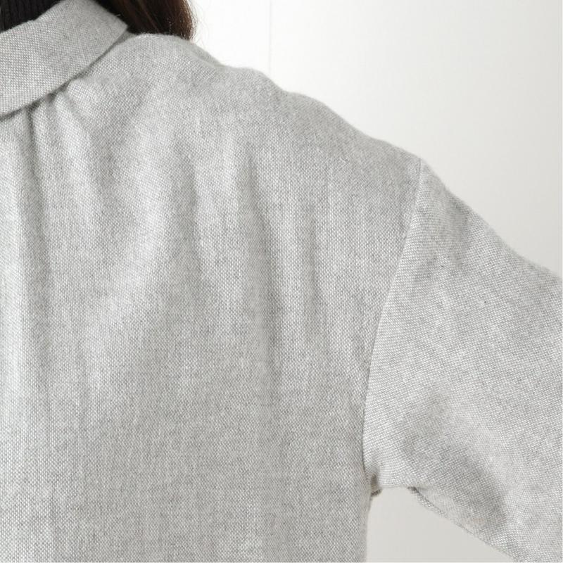 コットンリネン起毛素材のロングシャツワンピース
