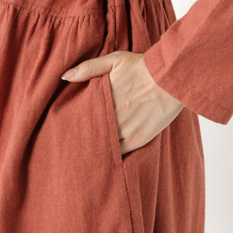 Ｊ片面微起毛のロングシャツワンピース