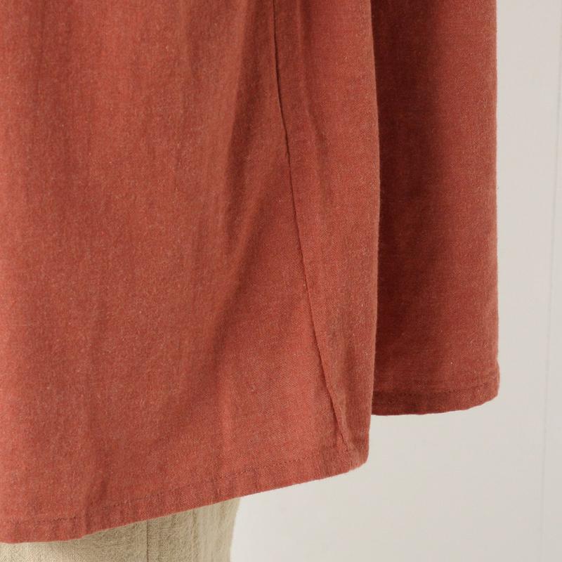 Ｊ片面微起毛のロングシャツワンピース