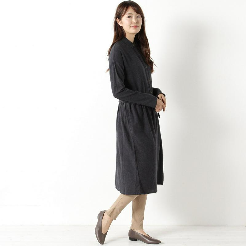Ｊ片面微起毛のロングシャツワンピース