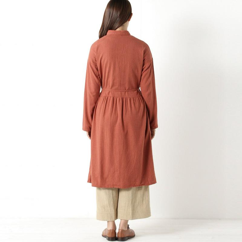 Ｊ片面微起毛のロングシャツワンピース