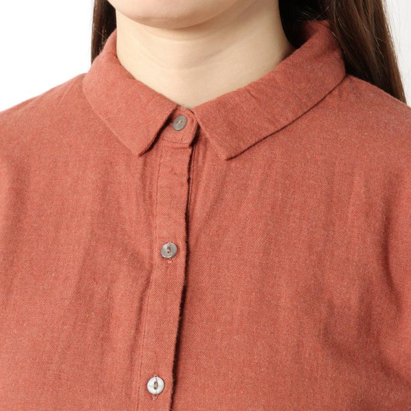 Ｊ片面微起毛のロングシャツワンピース
