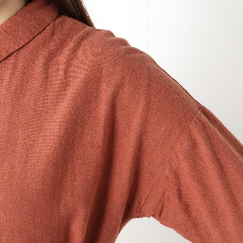 Ｊ片面微起毛のロングシャツワンピース