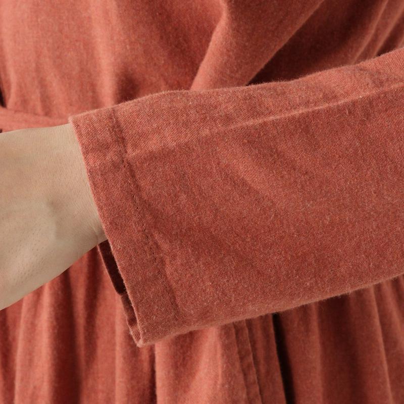 Ｊ片面微起毛のロングシャツワンピース