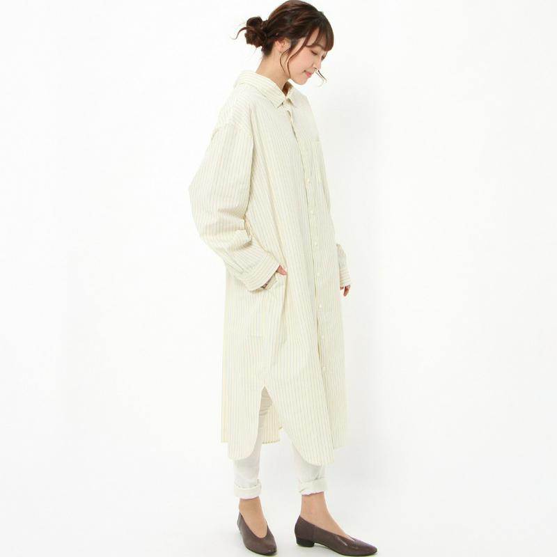 ワイドシルエット長袖刺繍ワンピース［日本製］