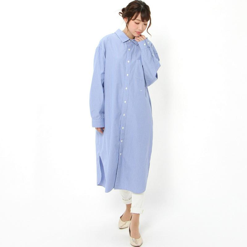 ワイドシルエット長袖刺繍ワンピース［日本製］