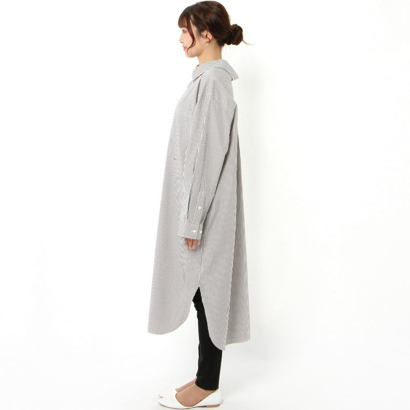ワイドシルエット長袖刺繍ワンピース［日本製］