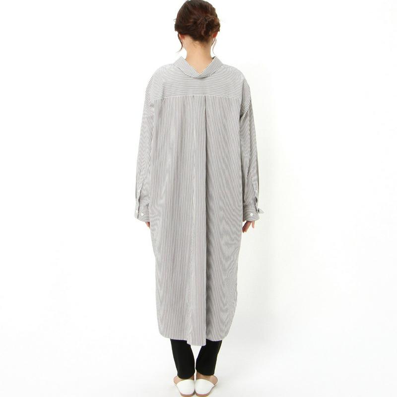 ワイドシルエット長袖刺繍ワンピース［日本製］
