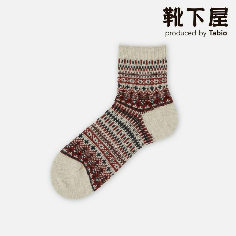 【全品送料無料★〜1/16 9:59迄】【あす楽】【Tabio MEN】 メンズ ウール JQ フェアアイル ショート WOOL ソックス / 靴下屋 靴下 タビオ くつ下 毛混 冬 くるぶし上 日本製