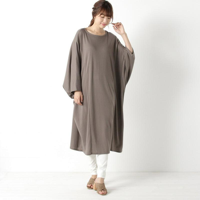 【３／２５（水）で販売終了】ロングドルマンワンピース
