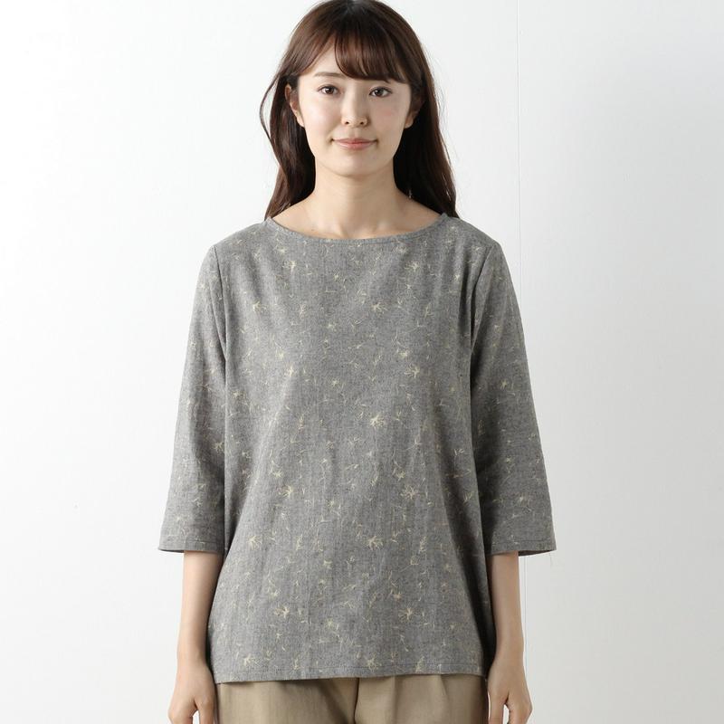 綿麻強撚花柄プリントブラウス