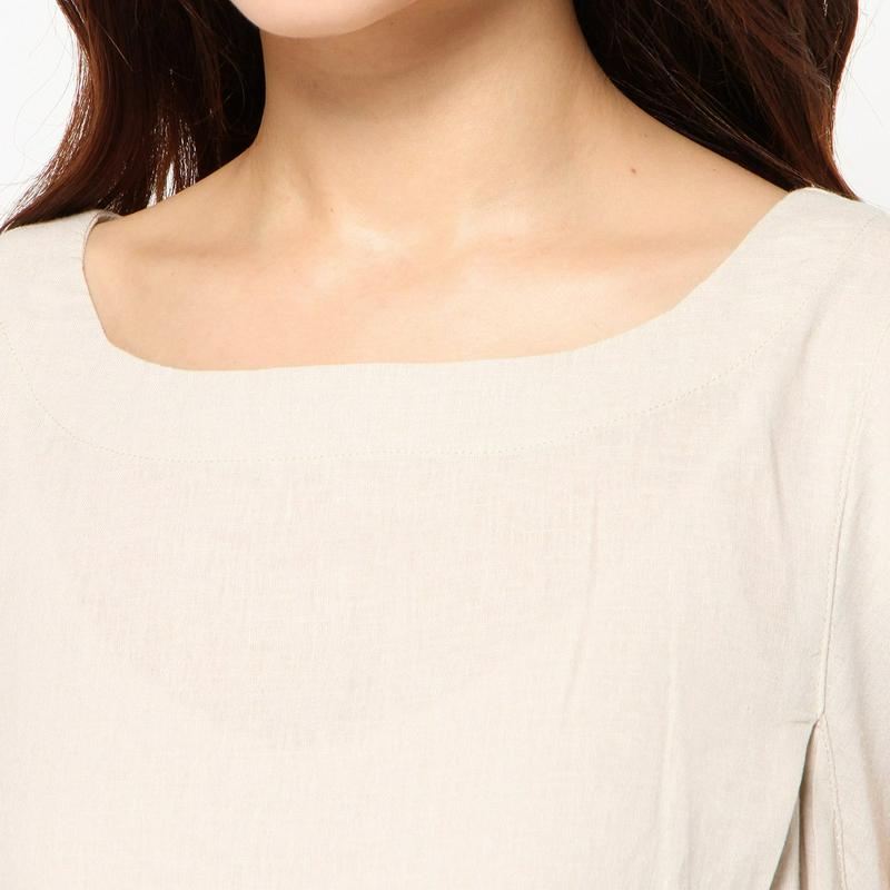 リネンレーヨン素材のフレンチ袖ワンピース【再入荷】【Ｍ～３Ｌ】（ディージーワイ/D*g*y）
