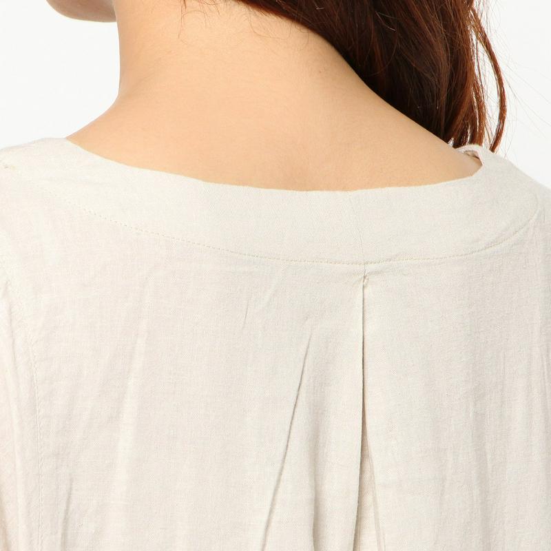 リネンレーヨン素材のフレンチ袖ワンピース【再入荷】【Ｍ～３Ｌ】（ディージーワイ/D*g*y）