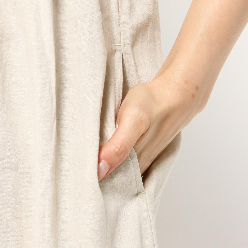 リネンレーヨン素材のフレンチ袖ワンピース【再入荷】【Ｍ～３Ｌ】（ディージーワイ/D*g*y）