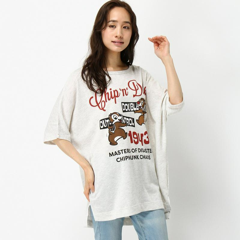 【チップ＆デール】ガーゼミニ裏毛ドルマンゆったりビッグＴシャツ