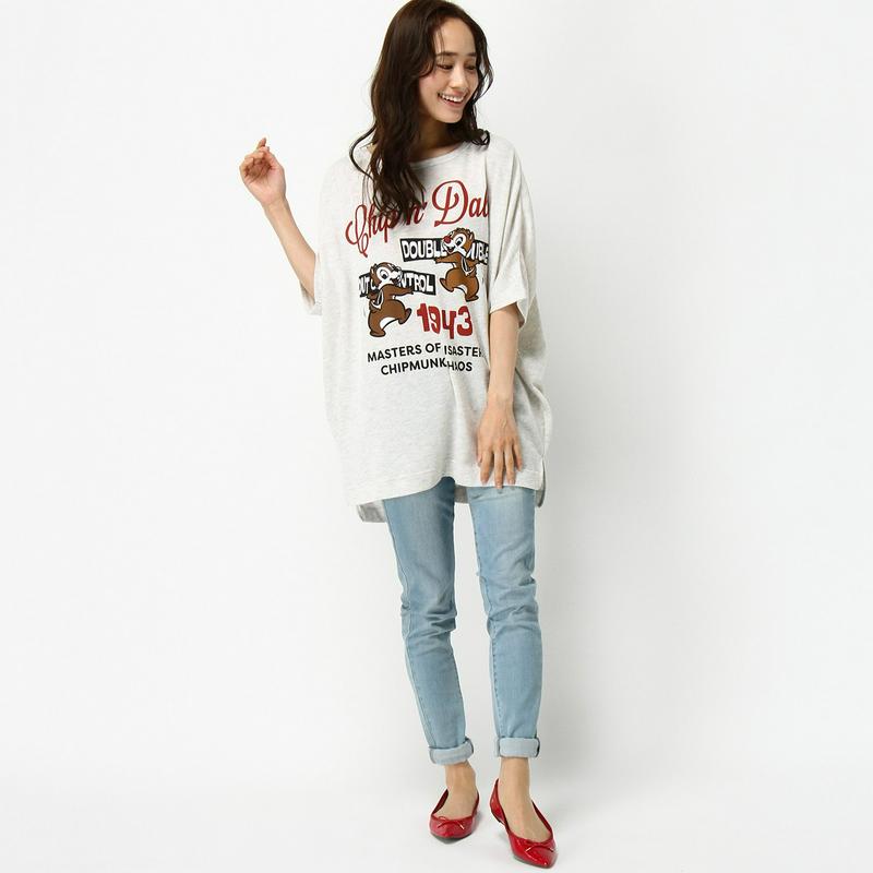 【チップ＆デール】ガーゼミニ裏毛ドルマンゆったりビッグＴシャツ
