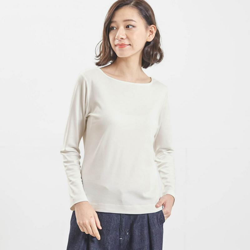 すっきり見えボートネック女っぽＴシャツ
