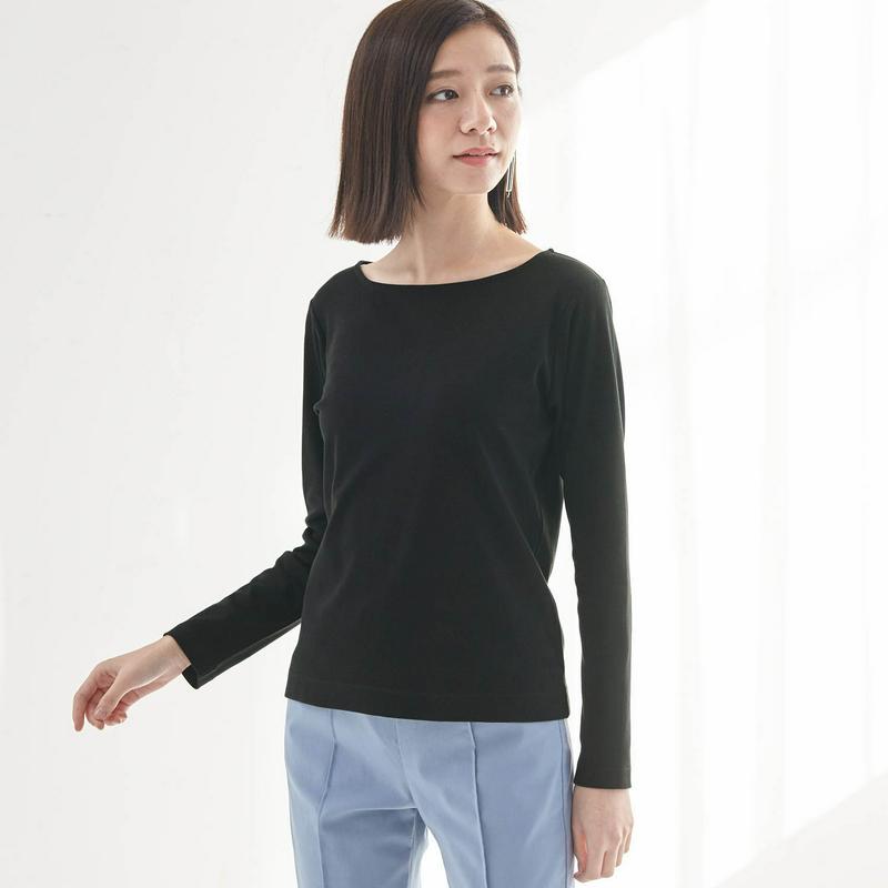 すっきり見えボートネック女っぽＴシャツ
