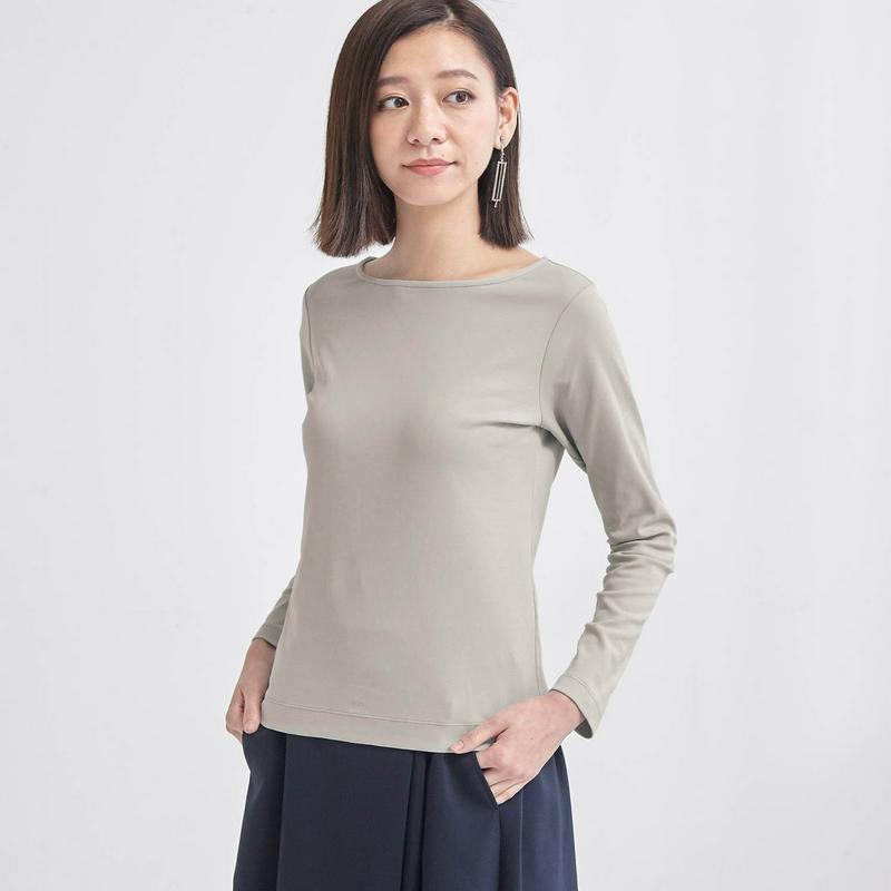 すっきり見えボートネック女っぽＴシャツ