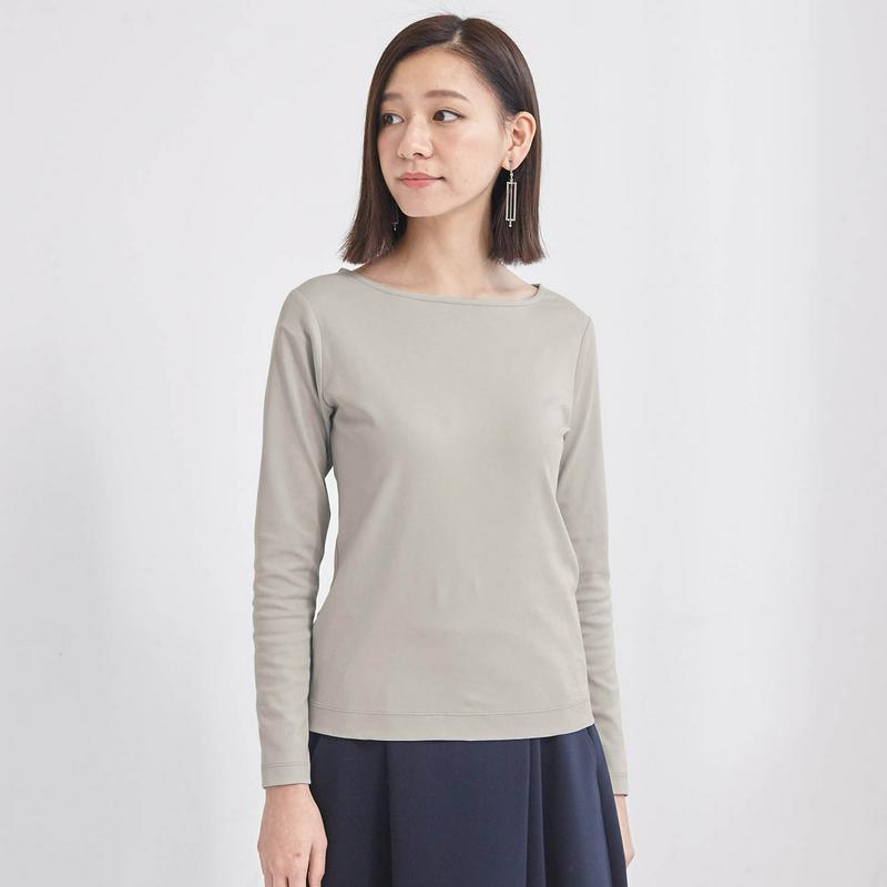すっきり見えボートネック女っぽＴシャツ