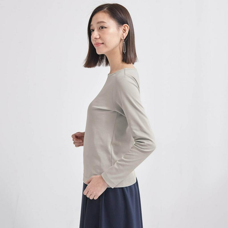 すっきり見えボートネック女っぽＴシャツ