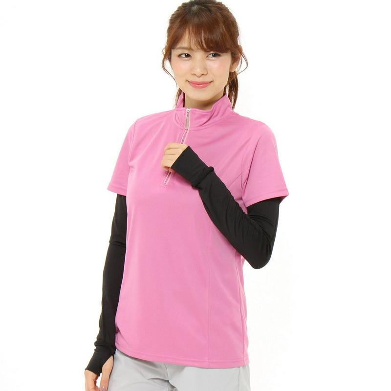 レディース　半袖ジップＴシャツ＆コンプレッションセット【吸汗速乾・ＵＶケア】