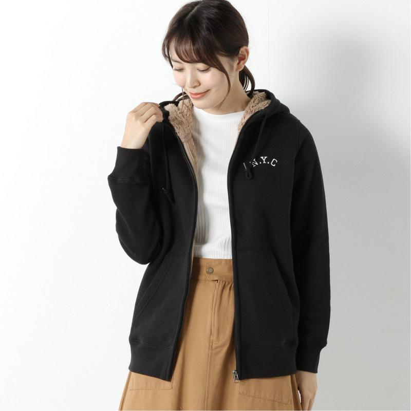裏起毛身頃裏ボアＺＩＰパーカー