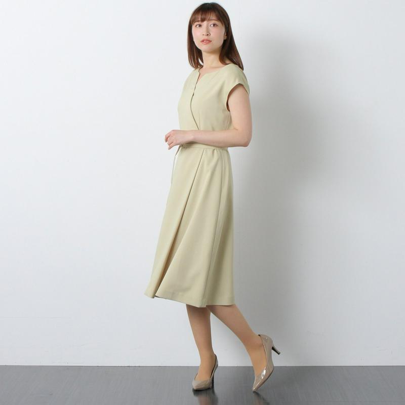 【セットアップ可】洗えるリネンブレンドストレッチワンピース