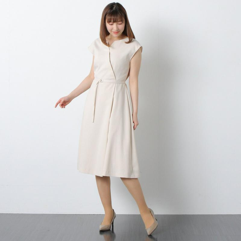 【セットアップ可】洗えるリネンブレンドストレッチワンピース