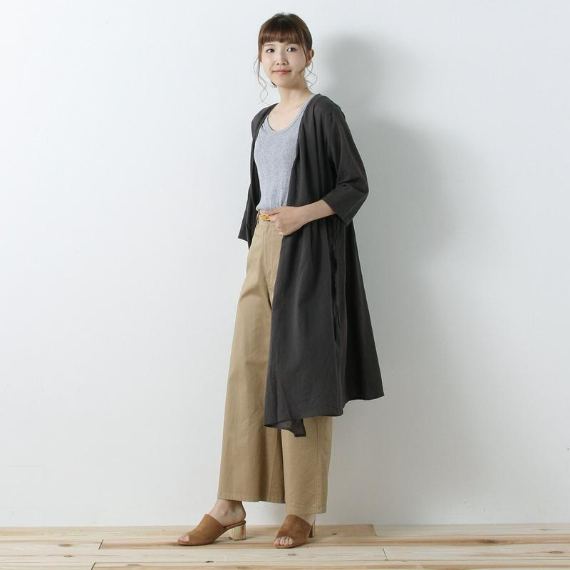 綿麻ワッシャー素材のカシュクールワンピース