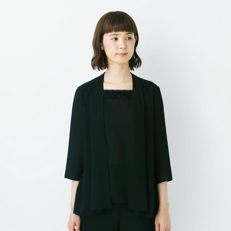 フォーマル重ね着風チュニックブラウス◎前ファスナー【喪服・礼服】【Ｍ～３Ｌ】（ソリテール/SORITEAL）