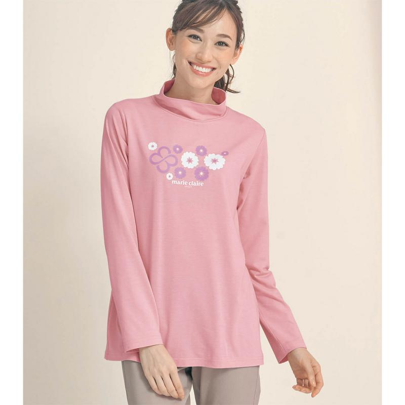 丈長で腰周りカバー◎モックネック長袖Ｔシャツ