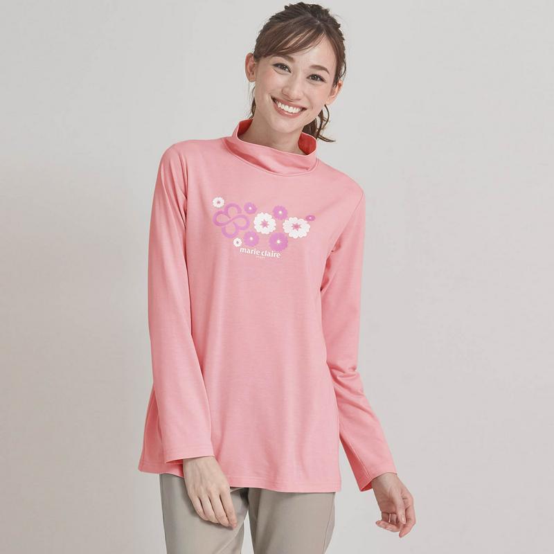 丈長で腰周りカバー◎モックネック長袖Ｔシャツ