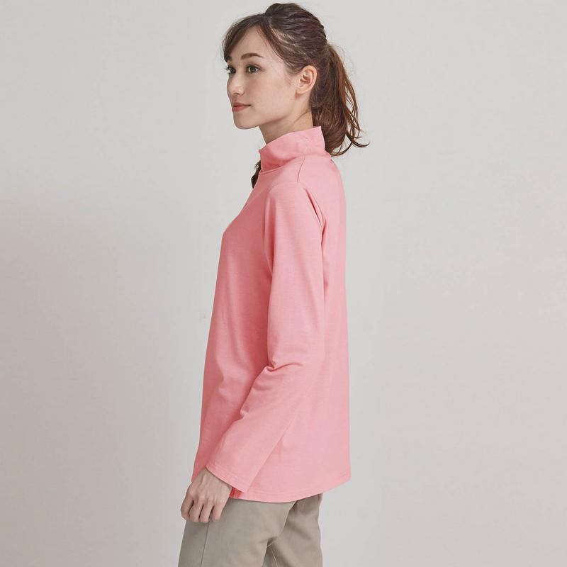 丈長で腰周りカバー◎モックネック長袖Ｔシャツ