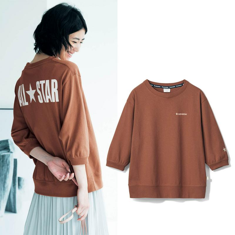 バックプリント７分袖プルオーバーＴシャツ（ホワイトのみ）