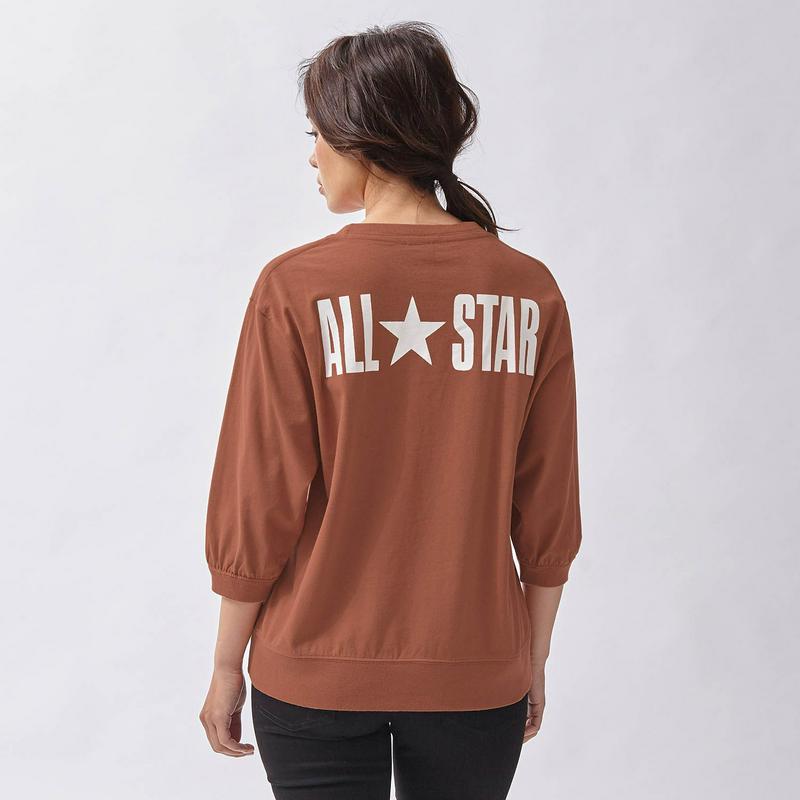 バックプリント７分袖プルオーバーＴシャツ（ホワイトのみ）