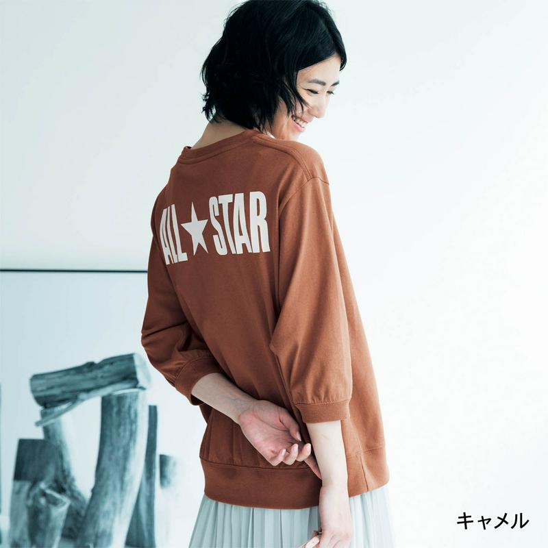 バックプリント７分袖プルオーバーＴシャツ（ホワイトのみ）